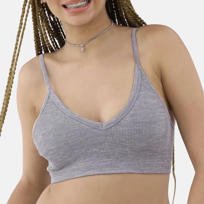 No Boundaries Women's Seamless Ribbed Triangle Bralette