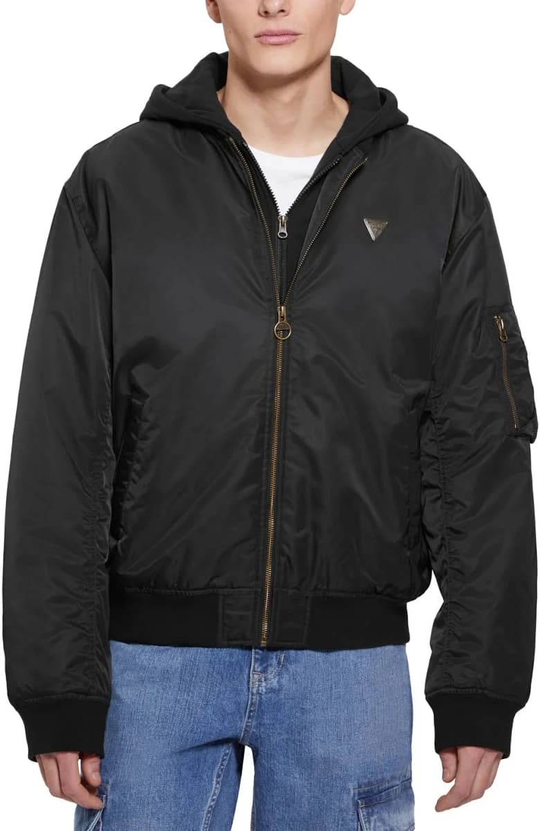 GUESS Men's John Bomber Hooded Jacket