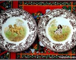 Spode Woodland Series Dinner Plates Pair HUNTING DOGS Brown Transferware Pattern Display Cabinet China Feminine Iconic Floral Border Wreath - Etsy