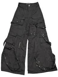 Finesse Dylan Wide Leg Pants XS Black Cargo Strap Tech Goth Streetwear Punk