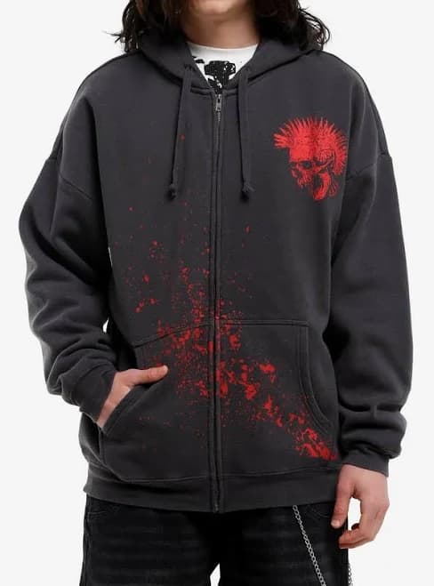Punk Skull Splatter Graphic Hoodie
