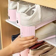LACKUST Adjustable Double Layer Plastic Shoe Rack, Pink Space Saving No Drill Shoe Organizer for High Heels Slippers - Over the Door Foldable Shoe Storage - Walmart.com