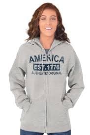 America Est 1776 Distressed Patriotic Zip Up Hoodie Men's Women's Brisco Brands S - Walmart.com