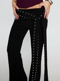 Nikolia Studded Wrap Belt Pants Black | Princess Polly