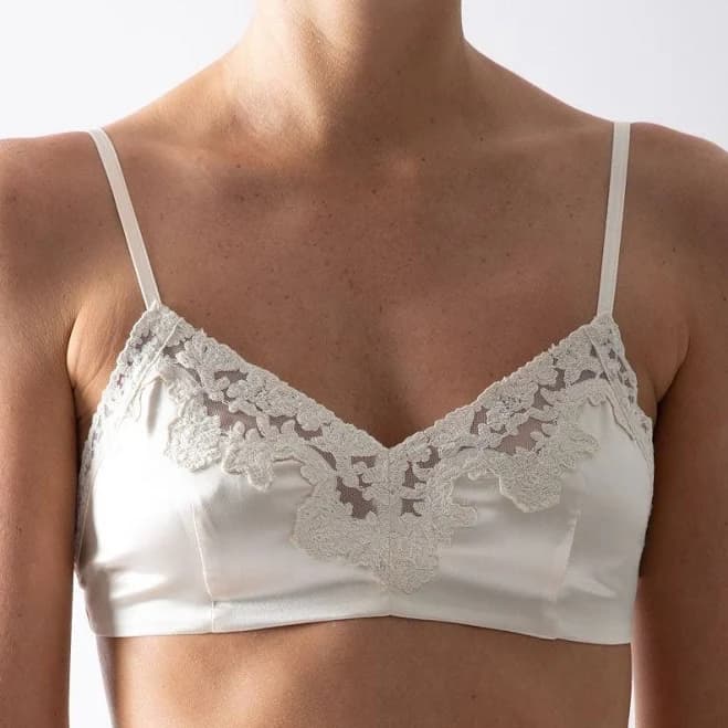 Miguelina Bella Scalloped Lace Silk Bralette