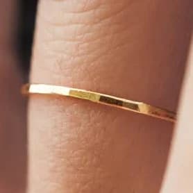 14K Gold Hammered Stacking Ring