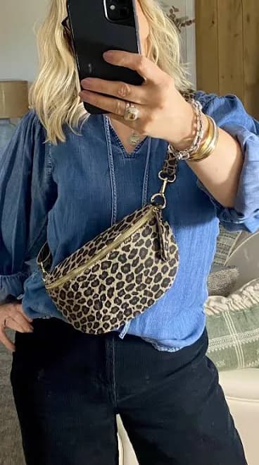 Leopard Print Bum Bag, Leopard Chest Bag, Leopard Waist Bag, Leopard Crossbody Bag, Animal Print Purse, Real Suede Leather Sling Bag, Sling
