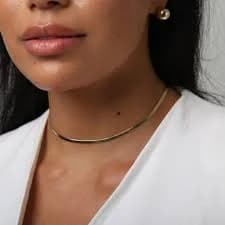 14K Solid Gold Dainty Herringbone Choker Necklace