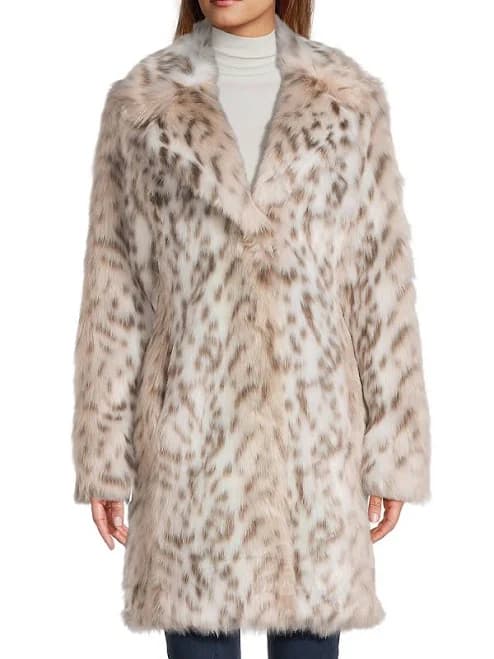 Karl Lagerfeld Paris Women's Animal Print Faux Fur Coat