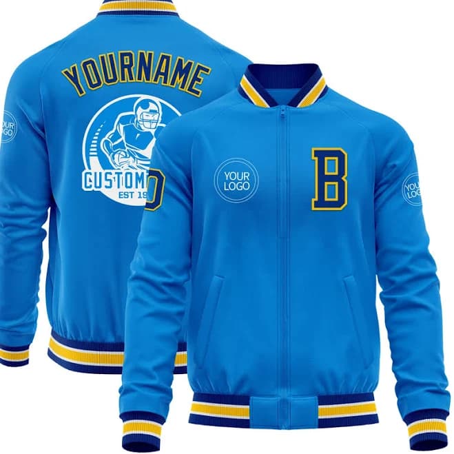 Varsity Letterman Bomber Zipper Jacket