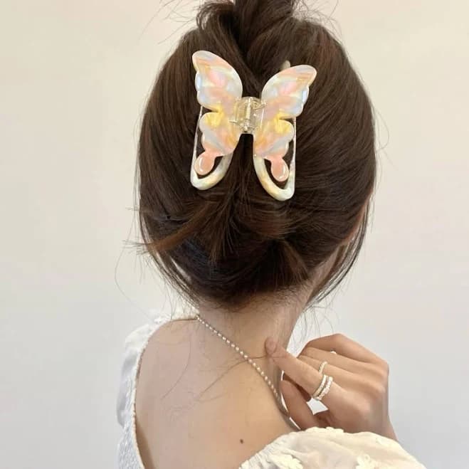 French Acrylic Butterfly Hair Claw Clip