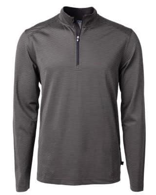 Mens Virtue Eco Pique Micro Stripe Recycled Mens Quarter Zip
