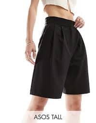 ASOS DESIGN Tall tailored longline shorts in black | ASOS