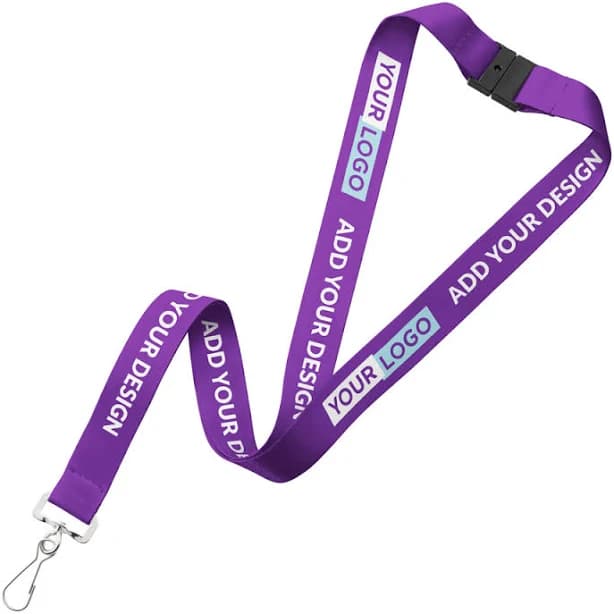 Custom Breakaway Lanyard | Full Color Print | Soft Polyester | Swivel Hook Attachment (Purple 2597 - 1ct)
