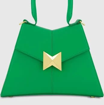 Mac Duggal Women's Angular Leather Handbag with Gold Hardware