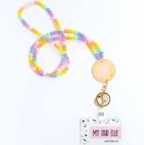 Pastel Rainbow Bead Lanyard // Badge Buddy Base