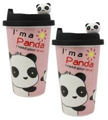 Pink Polkadots Giant Panda Bear Lovers Ceramic Mug With Silicone Lid Set Of 2 - Walmart.com