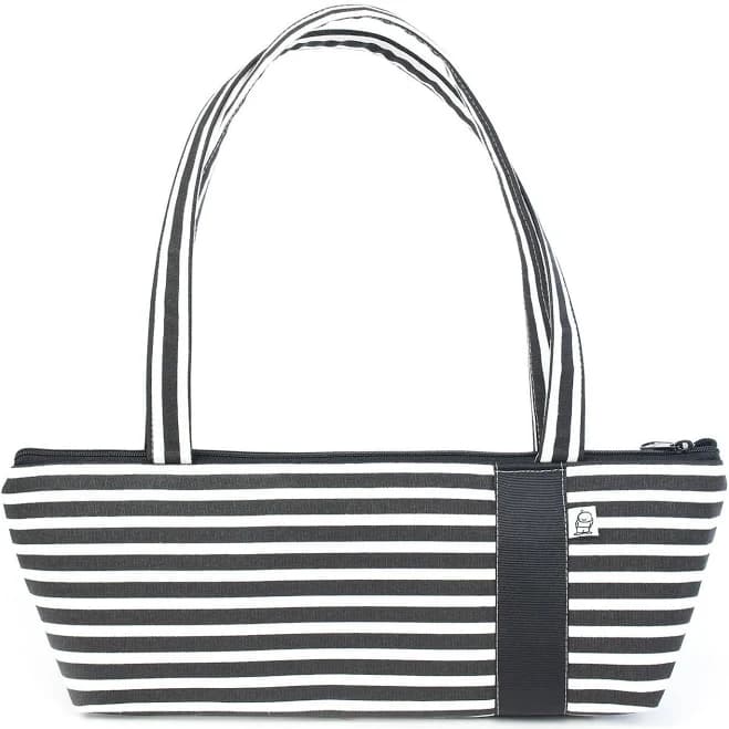 Stripe Vegan Zippered Shoulder Bag