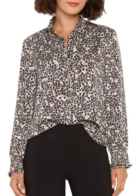 NIC+ZOE Women's Little Leopard Long Sleeve Top