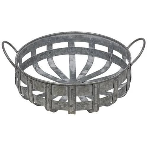 CWI Washed Galvanized Metal Basket with Handles