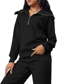 Amazon.com: XIEERDUO Lounge Sets For Women Half Zip Sweatshirt Wide Leg Sweatpant Black XS : Clothing, Shoes & Jewelry