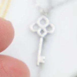 Dainty Gold Cubic Zirconia Key Necklace
