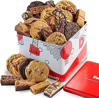 5lb Assorted Cookies & Brownies Tin Gift Basket – Fresh-Baked Delicious Gourmet Treats for Sharing | Ideal Party Pack Gift Basket for Family, Friends, Holidays, & Special Occasions