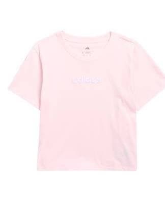 adidas Girls' Big Short-Sleeve Embroidered Linear Logo Cotton T-Shirt