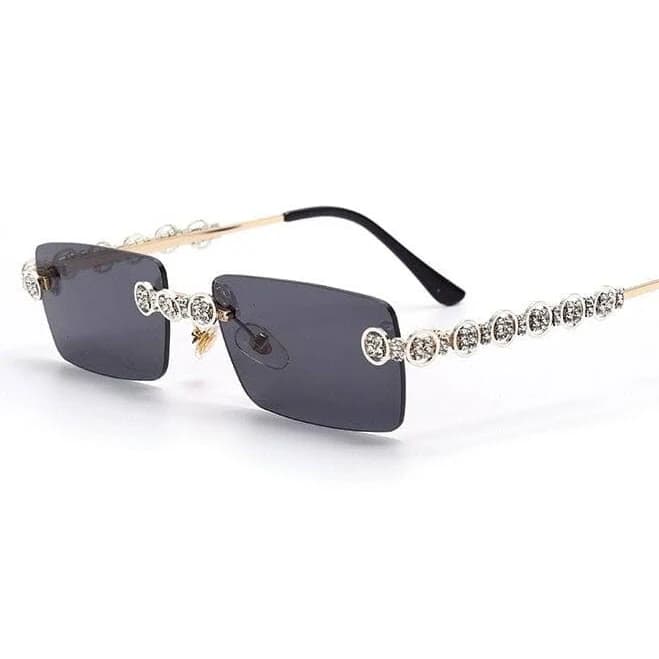 Sunglasses - Rimless Rectangle Diamond Rhinestone UV400 Sun Glasses 10