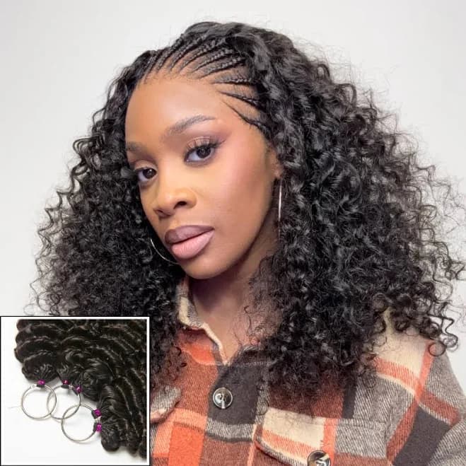 Miracle Knots Crochet Boho Braids Feather Crochet Human Hair Extensions Deep Wave Human Crochet Hair Extensions