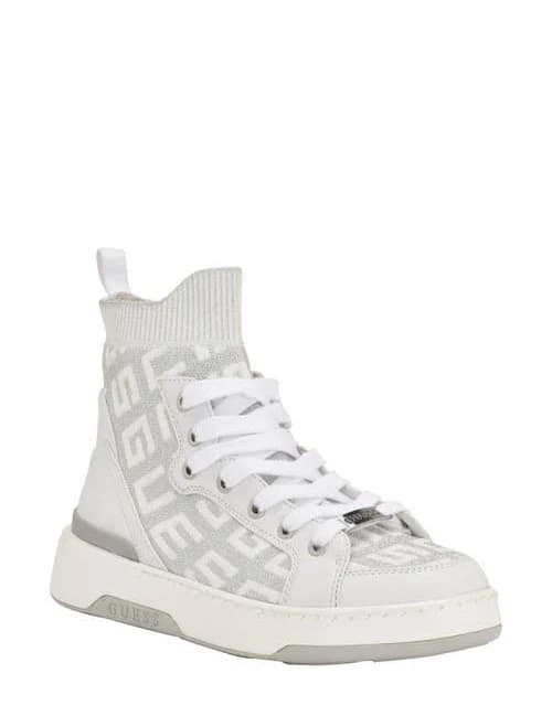 Guess Women's Mannen Knit Hi-Top Lace-Up Fashion Sneakers