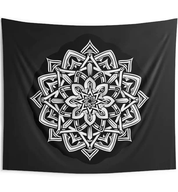 Celtic Black and White Indoor Wall Tapestries Wall Tapestry Hanging Fabric Wall Art Bedroom Living Room Wall Decor Different Sizes Gift