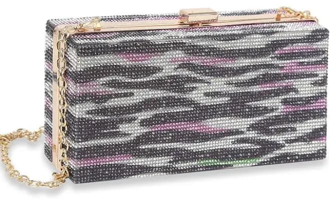 Rhinestone Zebra Print Evening Bag