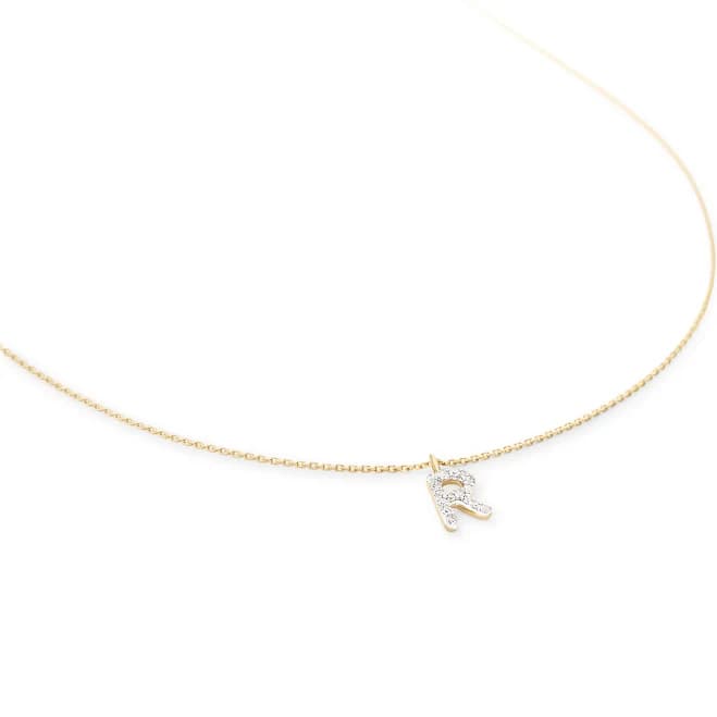 Kendra Scott Diamond Letter Initial Pendant Necklace in 14k Yellow Gold