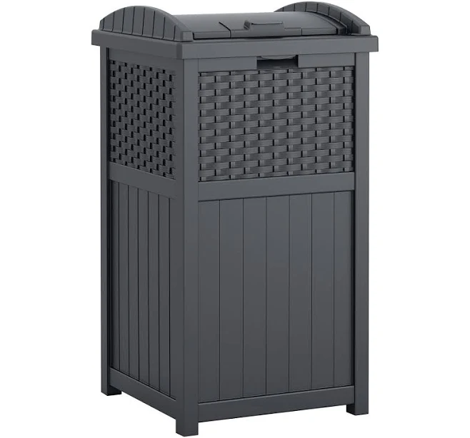 Suncast 33 Gallon Hideaway Patio Trash Can