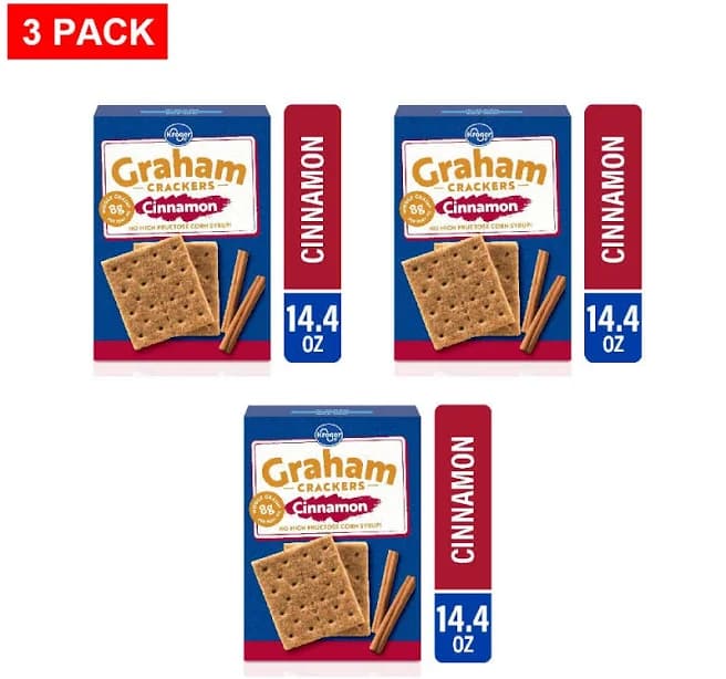 Kroger Cinnamon Graham Crackers 14.4 Oz - Pack Of 3