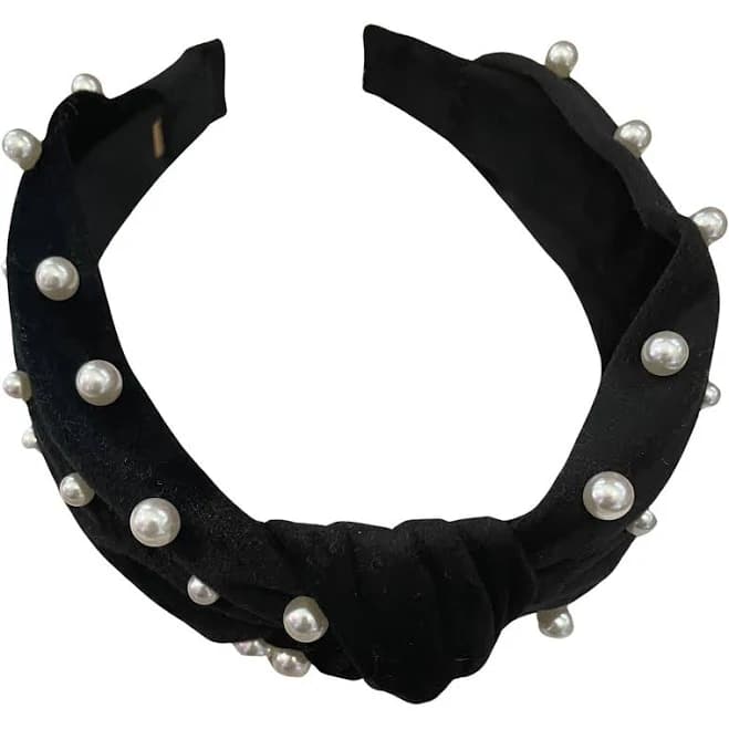 Bari Lynn Velvet Faux Pearl Headband