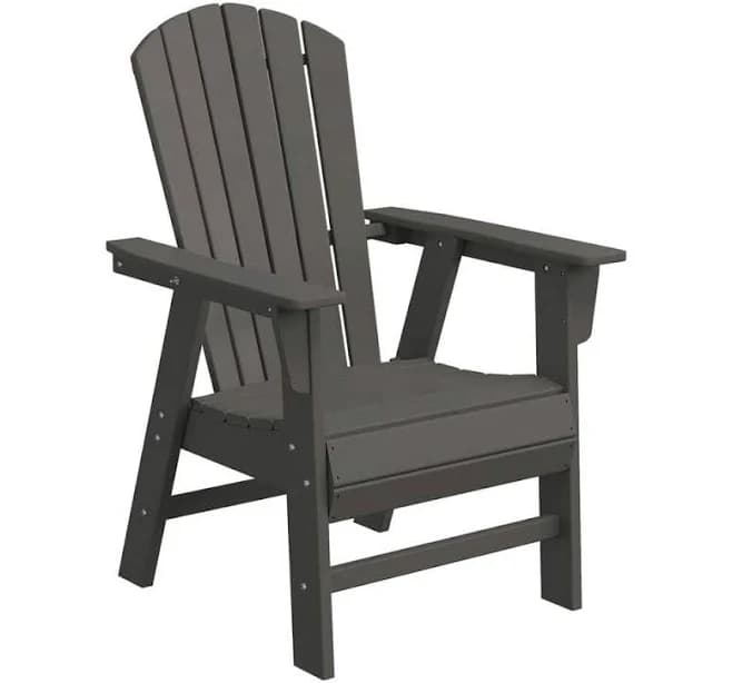 WestinTrends Ashore Outdoor Patio HDPE Plastic Modern Adirondack Dining Chair Gray