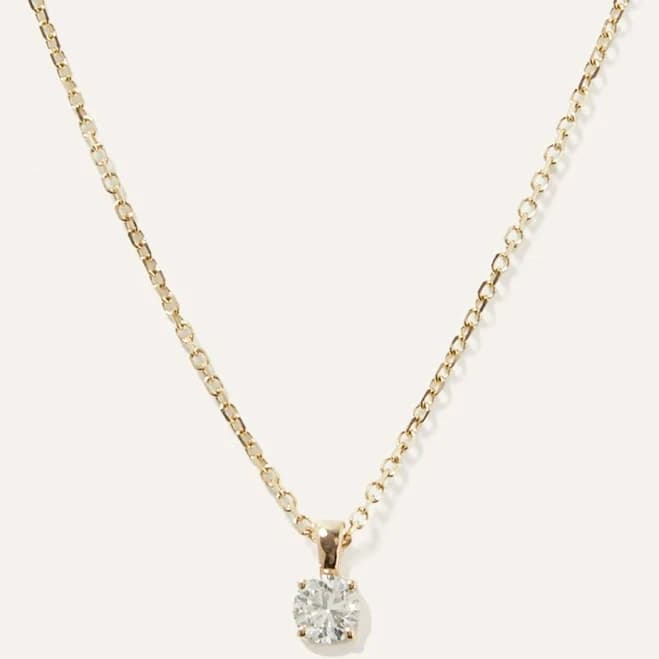 Quince 14K Gold 0.25ct Adjustable Diamond Solitaire Necklace