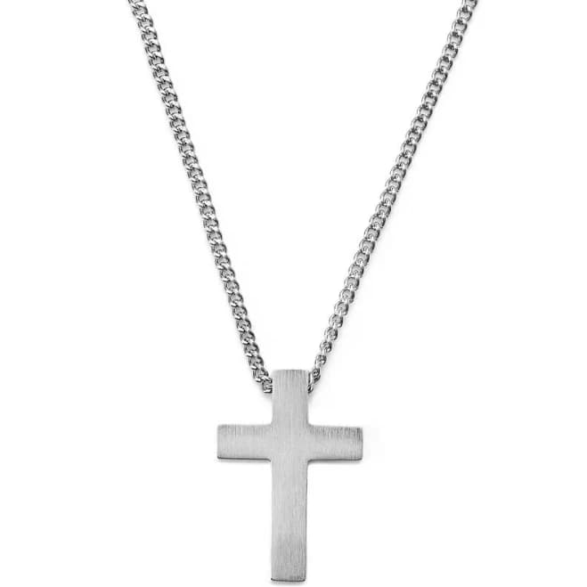 Iconic Stainless Steel Cross Curb Chain Necklace for Men