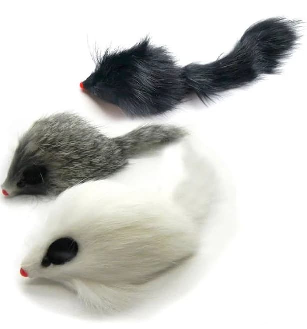 Real Rabbit Fur Long Hair Mouse Cat Toy