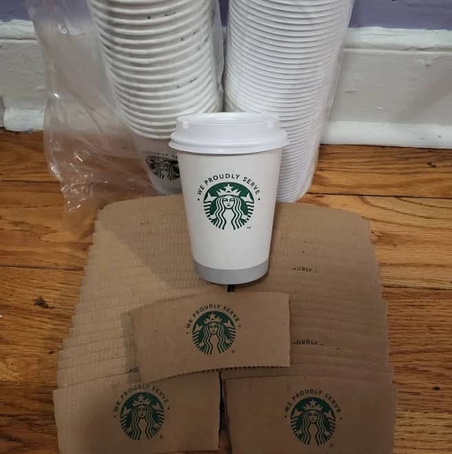 Starbucks White Disposable Hot Paper Cup with Sleeves and Lids (Pack of 50)