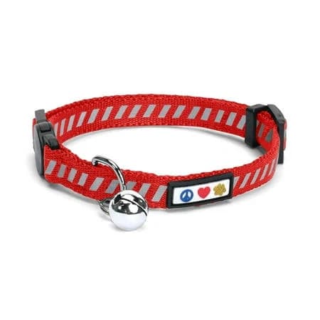 Pawtitas Traffic Reflective Safety Buckle Removable Bell Kitten or Cat Collar