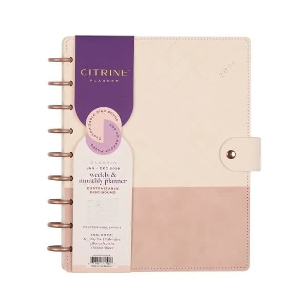 Office Depot OfficeMax 2026 Citrine Monthly/Weekly Classic Disc Bound Planner