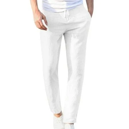 Men's Drawstring Elastic Waist Linen Pants