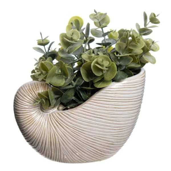 At Home Eucalyptus Ceramic Shell Pot