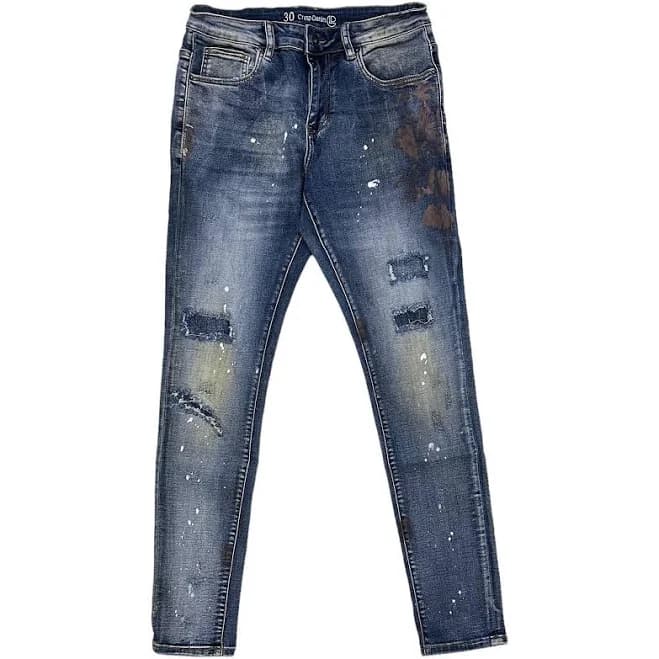 Crysp Men's Distressed Rip & Repair Skinny Fit Jeans
