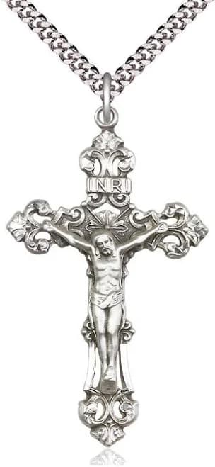 Bliss Men's Sterling Silver Crucifix Pendant Necklace