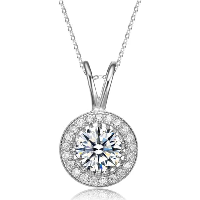 Rachel Glauber Classy Round Cubic Zirconia Solitaire Pendant Necklace