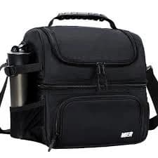 14 qt. Dual Compartment Insulated Lunch Cooler Bag-Leakproof Tote w/Shoulder Strap, Black